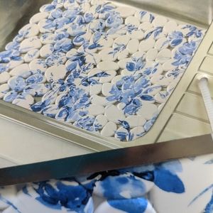 Kitchen sink Mat Shabby Chic Blue White